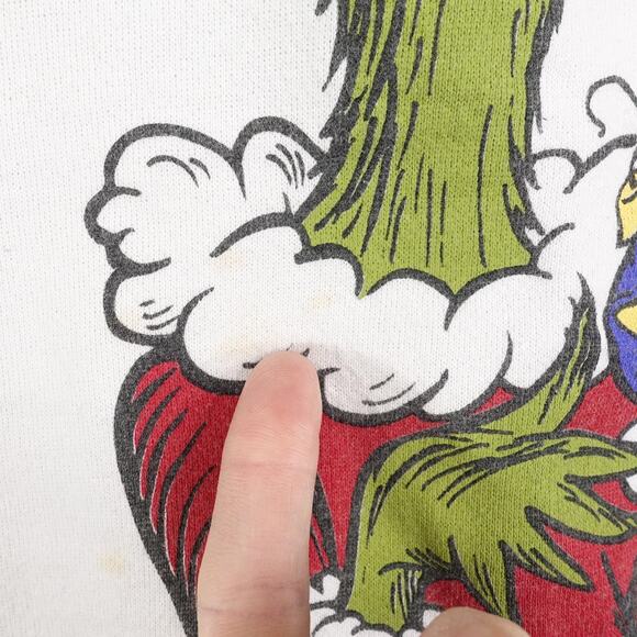 Vintage Grinch Sweatshirt XL White Graphic Dr Seuss Christmas 90s - Picture 5 of 12